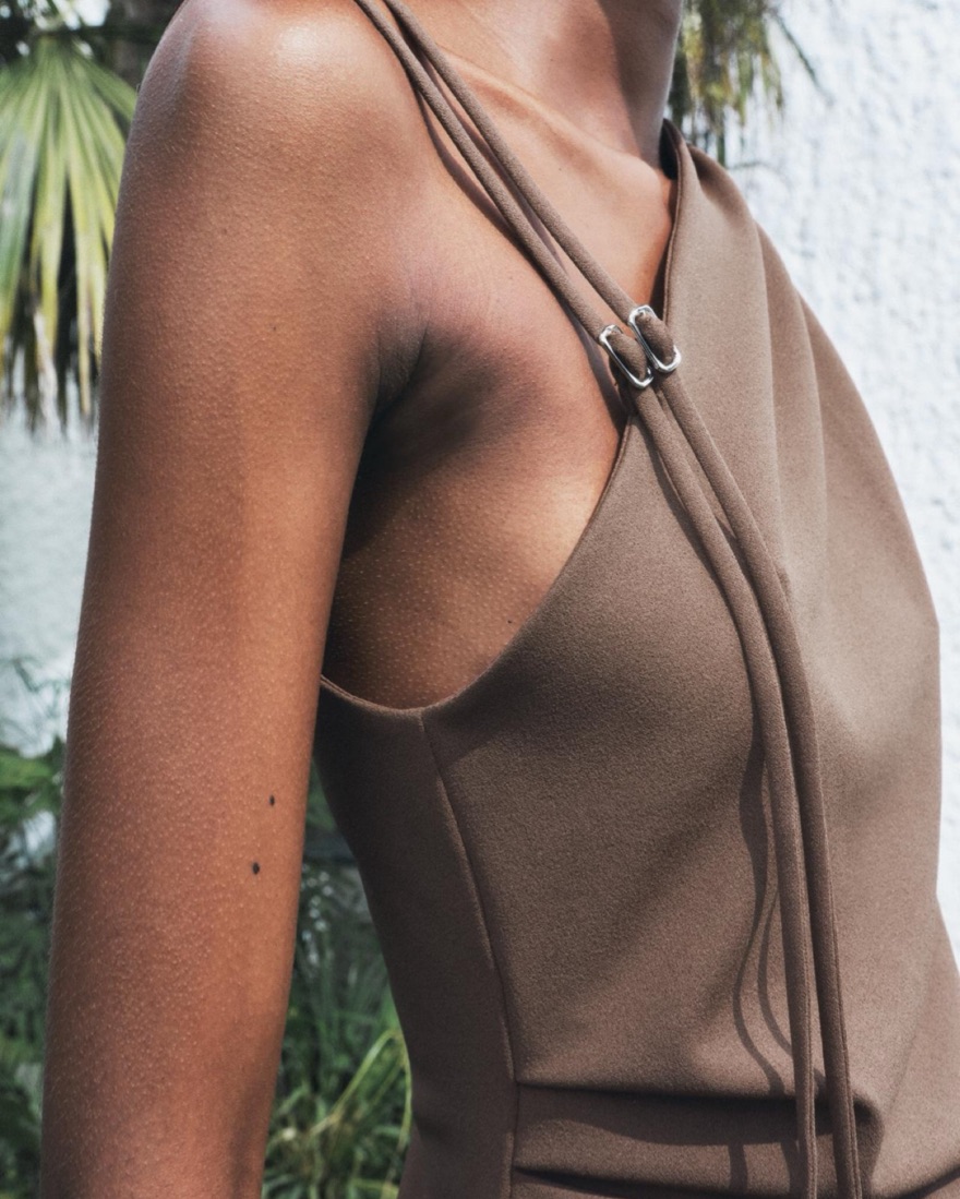 Zara Brown Asymmetric Draped Top by Zara - Pickle