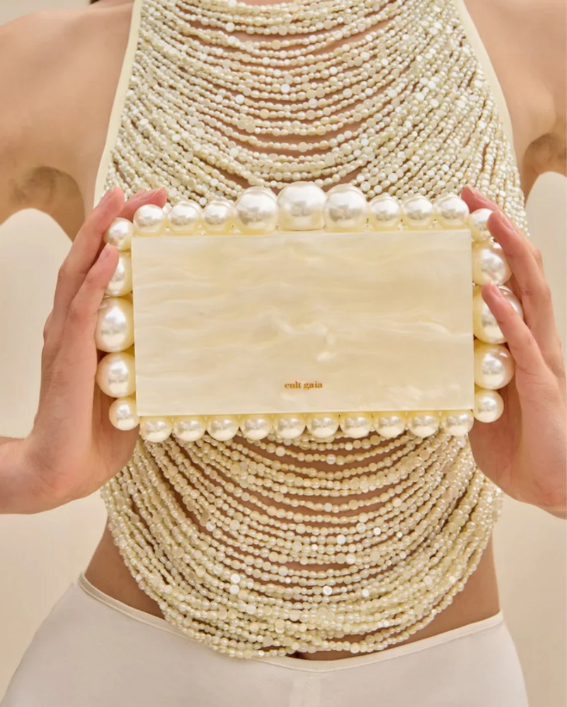 Cult Gaia Pearl Eos Clutch by Cult Gaia - Pickle