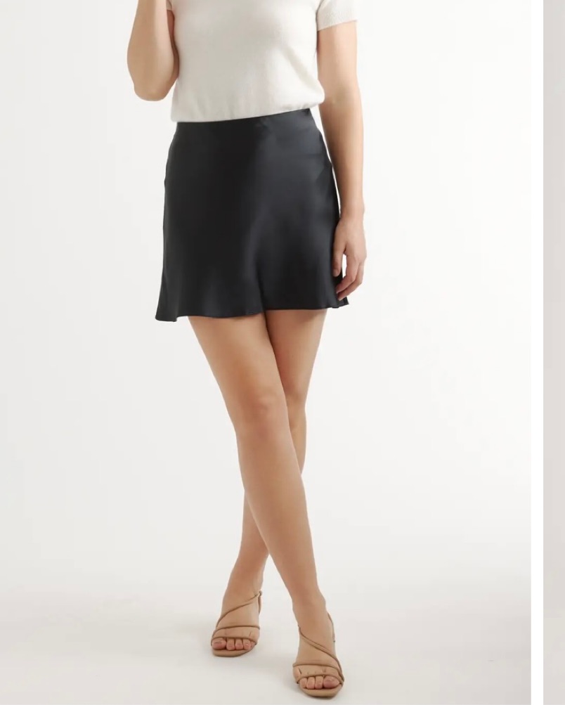 【新品未使用】Silky velor mini skirt being S Black Silk Mini Skirt by N/A - Pickle