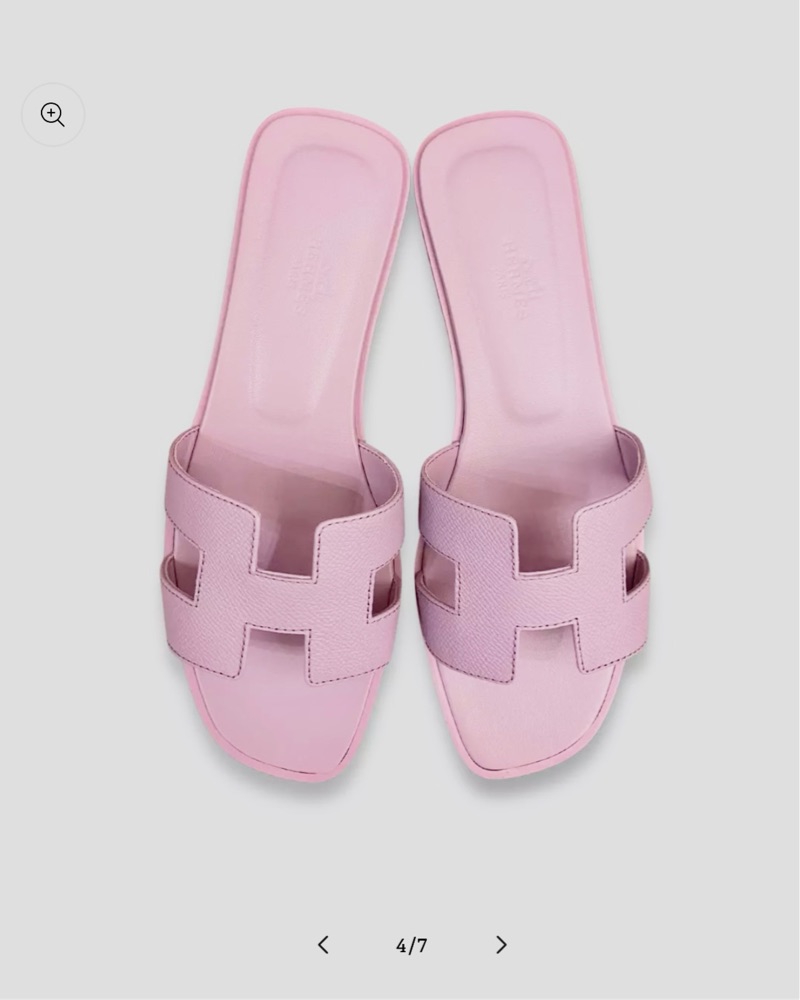 Hermes Pink Oran Sandals by Hermes - Pickle