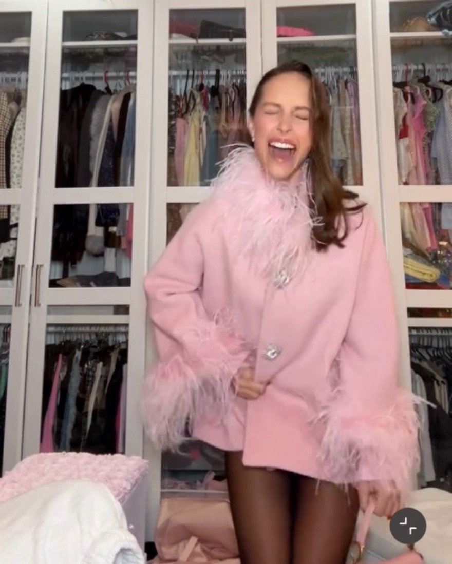 Luxurious Pink Feather-Trimmed Coat by Nana Jacqueline - Pickle