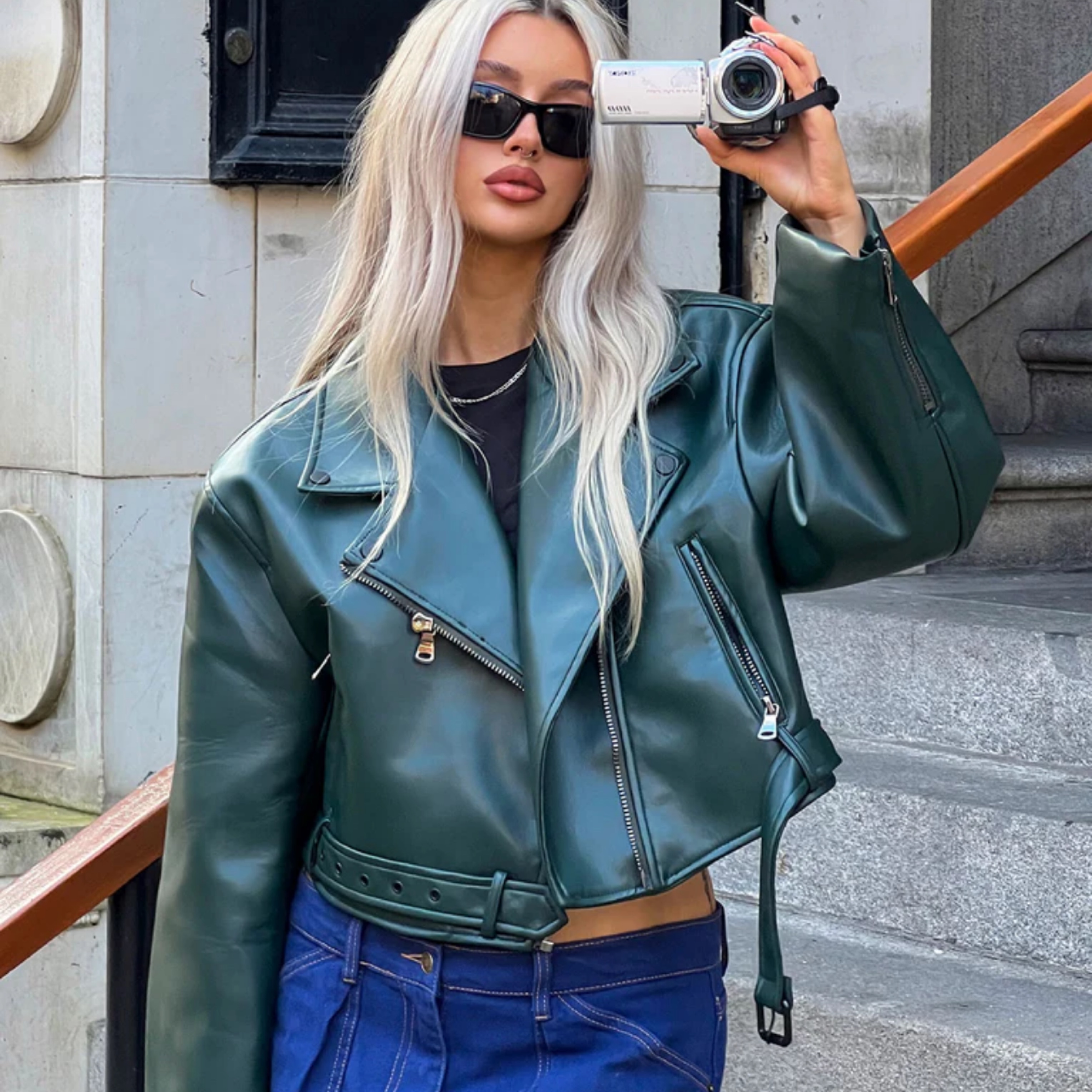 Lioness Staten Island Leather Jacket by Lioness - Pickle