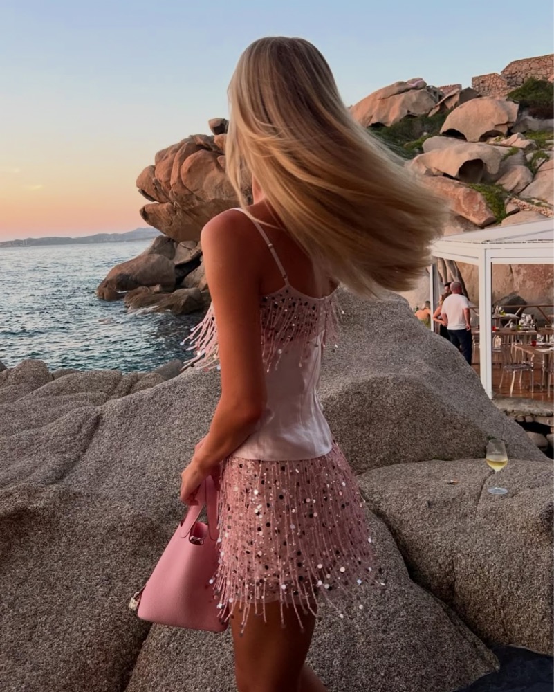 Asta Resort Yasmin Hand Beaded Skirt by Asta Resort - Pickle