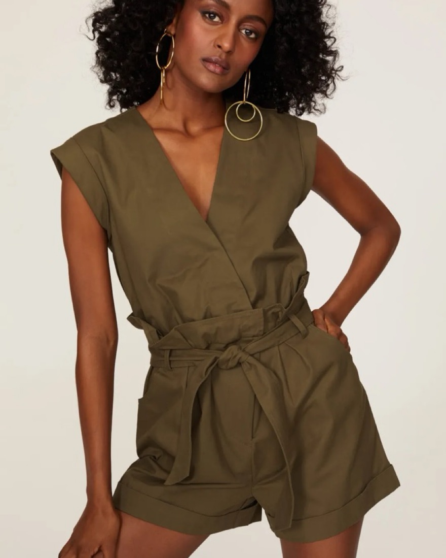 Marissa Webb Olive Green Canvas Romper by Marissa Webb Collective