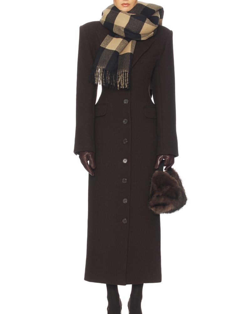 Helsa Wool Blend Topcoat In Dark Brown by Helsa - Pickle