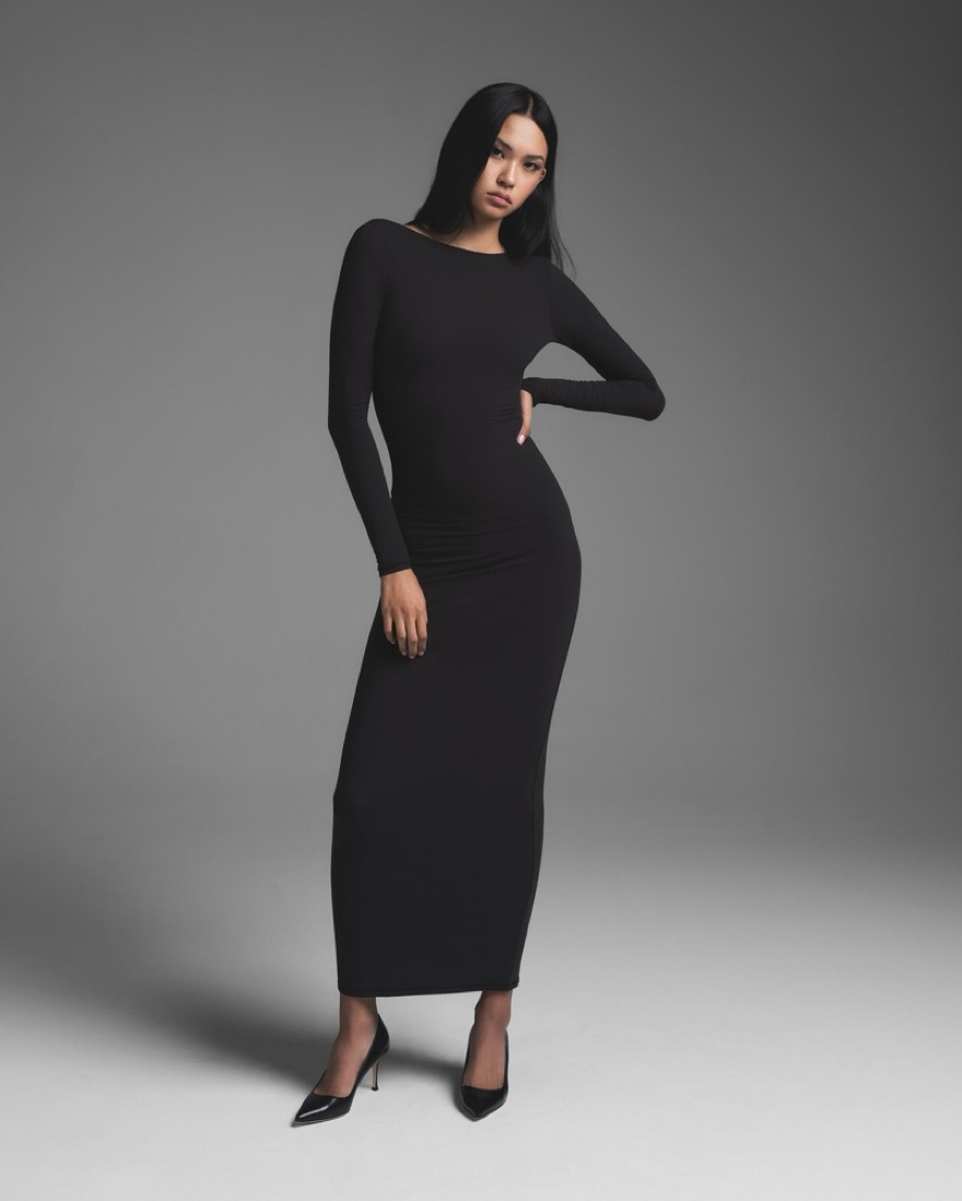 SKIMS Crew Neck Long Sleeve Dress by Skims - Pickle