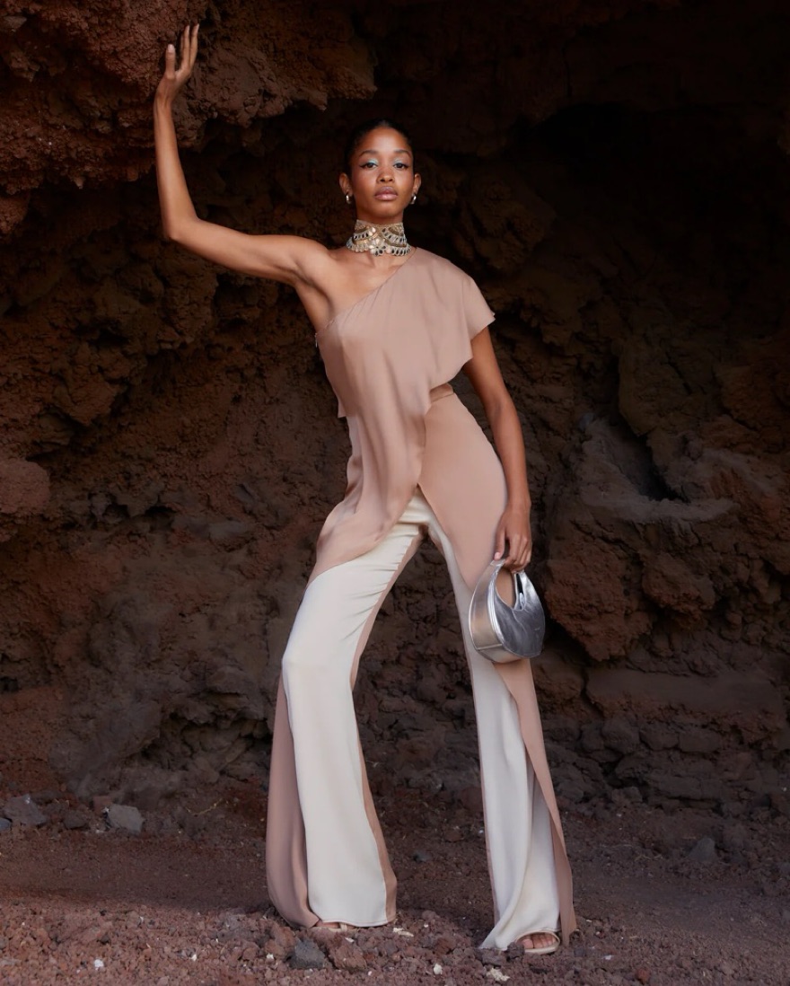 Elegant Beige One-Shoulder Jumpsuit by Lady Pipa - Pickle