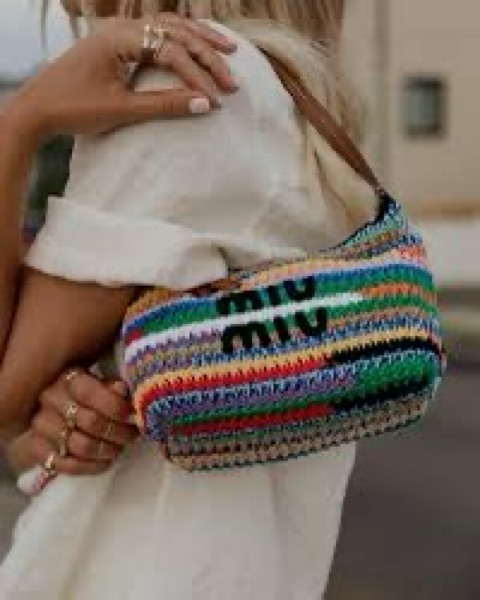 Miu Miu Multicolor Crochet Pouch Bag by Miu Miu - Pickle