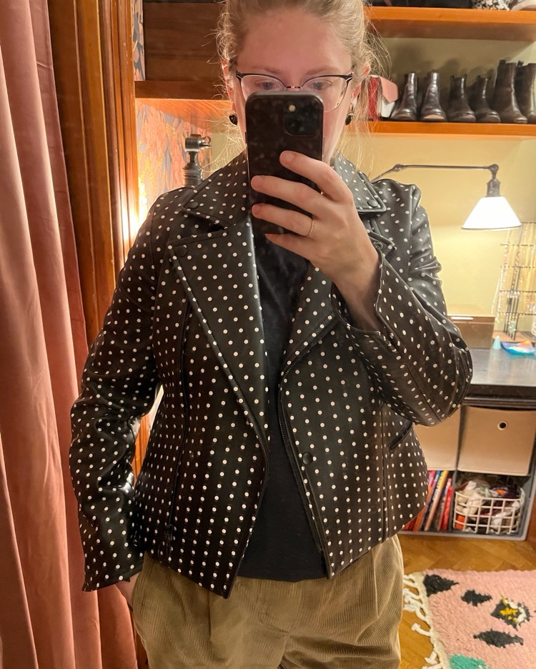 Polka Dot Leather Jacket - Akris Punto by Akris Punto - Pickle