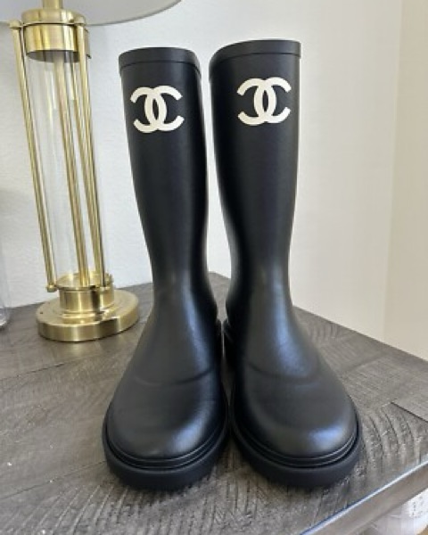Chanel Black Rain Boots by Chanel - Pickle