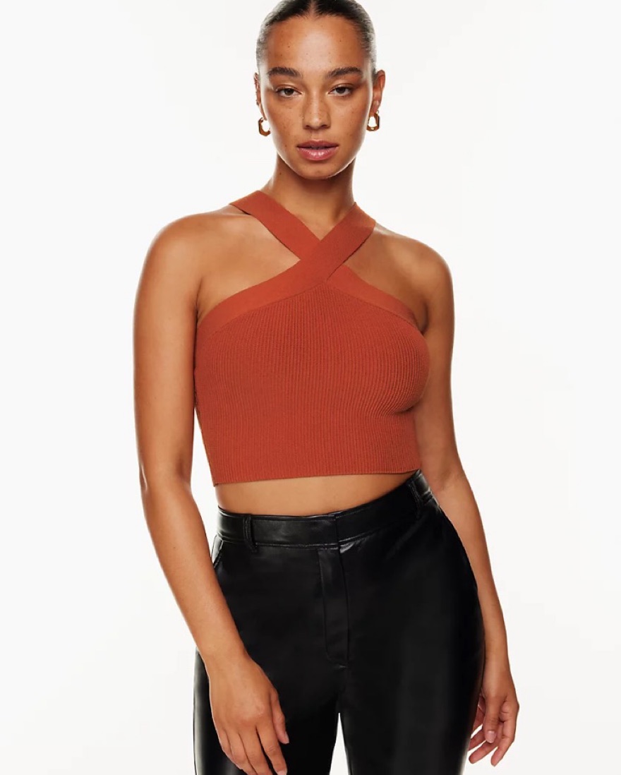 SCULPT KNIT CRISS CROSS CROPPED TANK by Aritzia - Pickle