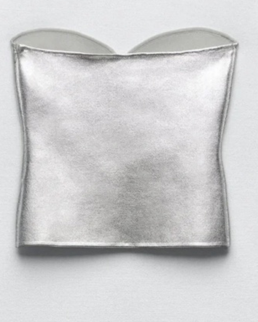 Zara Silver Metallic Knit Bustier Top by Zara - Pickle