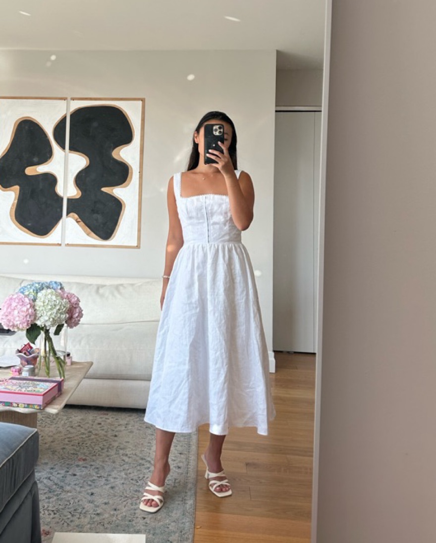 Reformation Tagliatelle Linen Dress by Reformation - Pickle