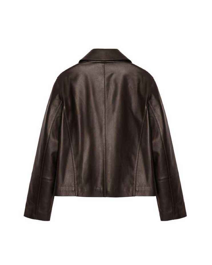 Leftseoul Real Leather Loose Crop Jacket by Leftseoul - Pickle