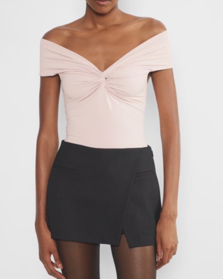 Aritzia Contour Twist Off-Shoulder Top by Aritzia - Pickle