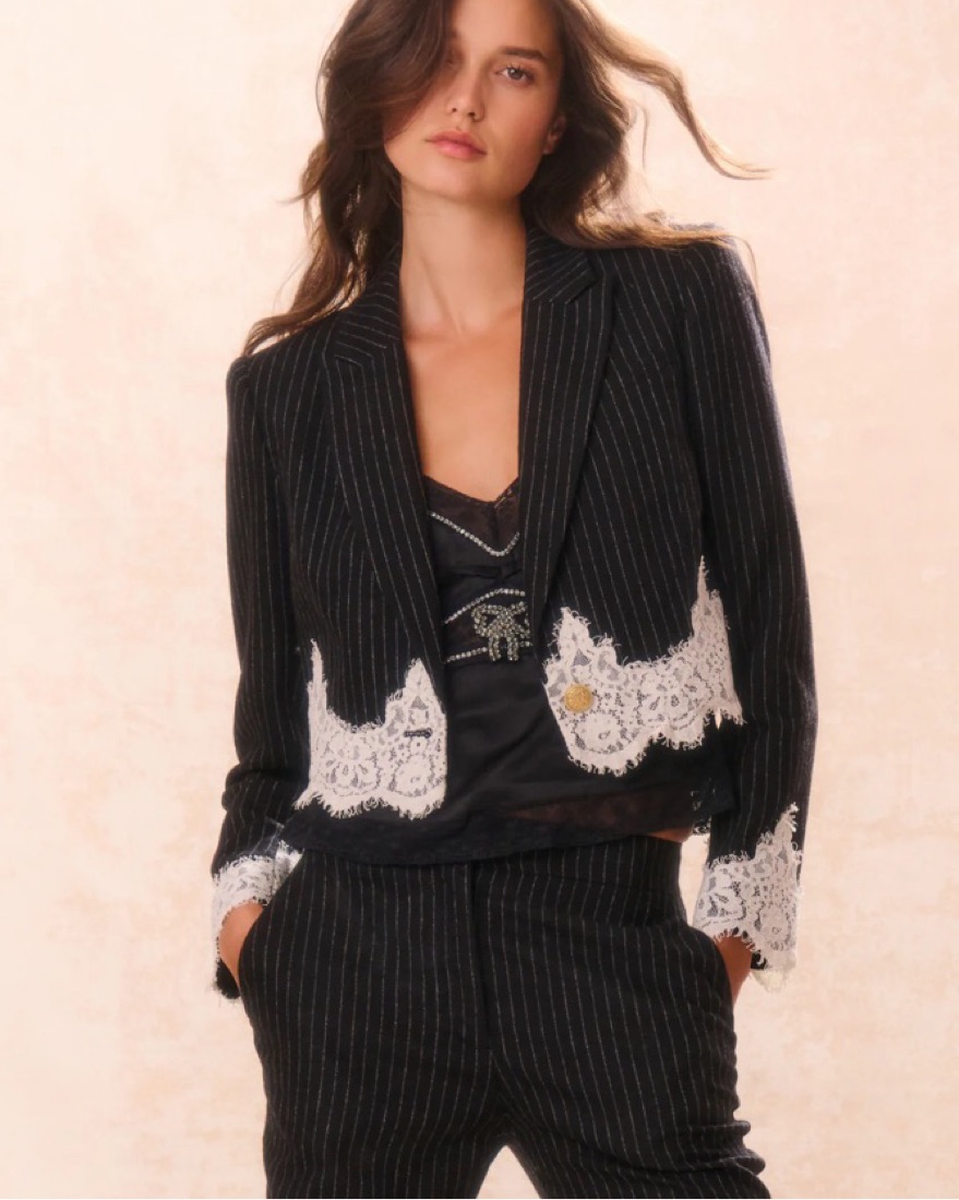 LoveShackFancy Icarus Lace Jacket by LoveShackFancy - Pickle