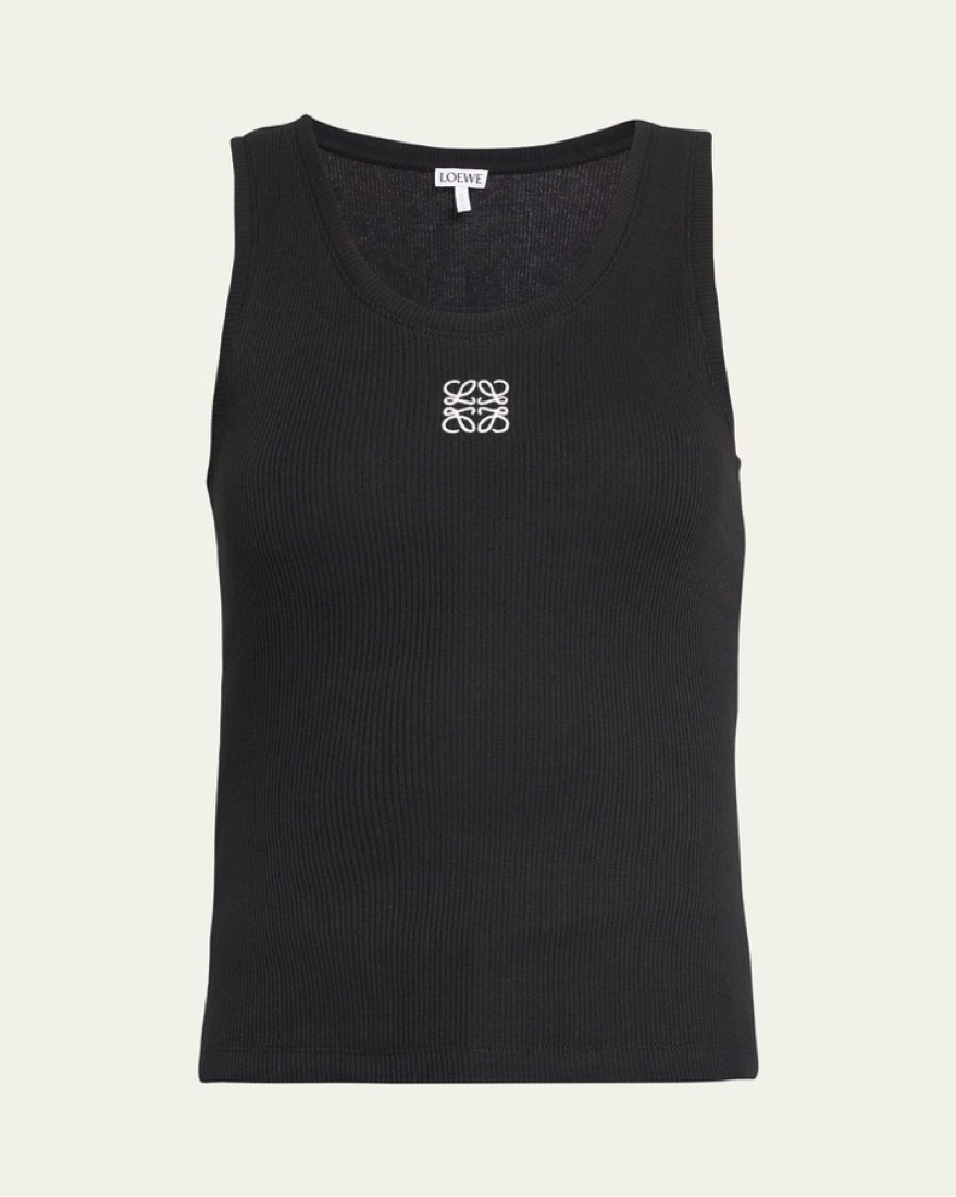 Loewe 'Anagram-Embroidered Rib Tank Top' by Loewe - Pickle