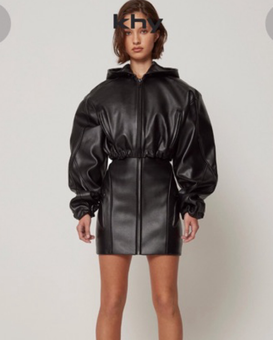 ジャケット・アウター khy Faux Leather Cropped Hooded Jacket KHY Faux leather cropped hooded jacket by Khy - Pickle