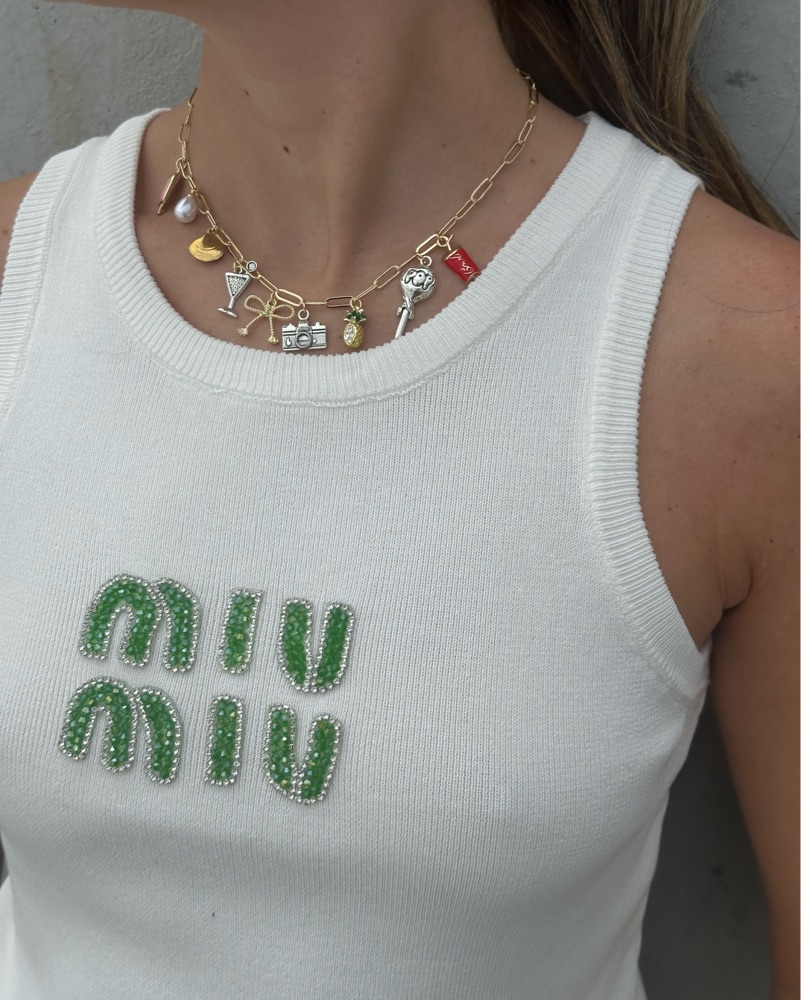 Miumiu リボン　キャミソール　タンクトップ　ベスト　グリーン　シルク Miumiu リボン キャミソール タンクトップ ベスト グリーン シルク