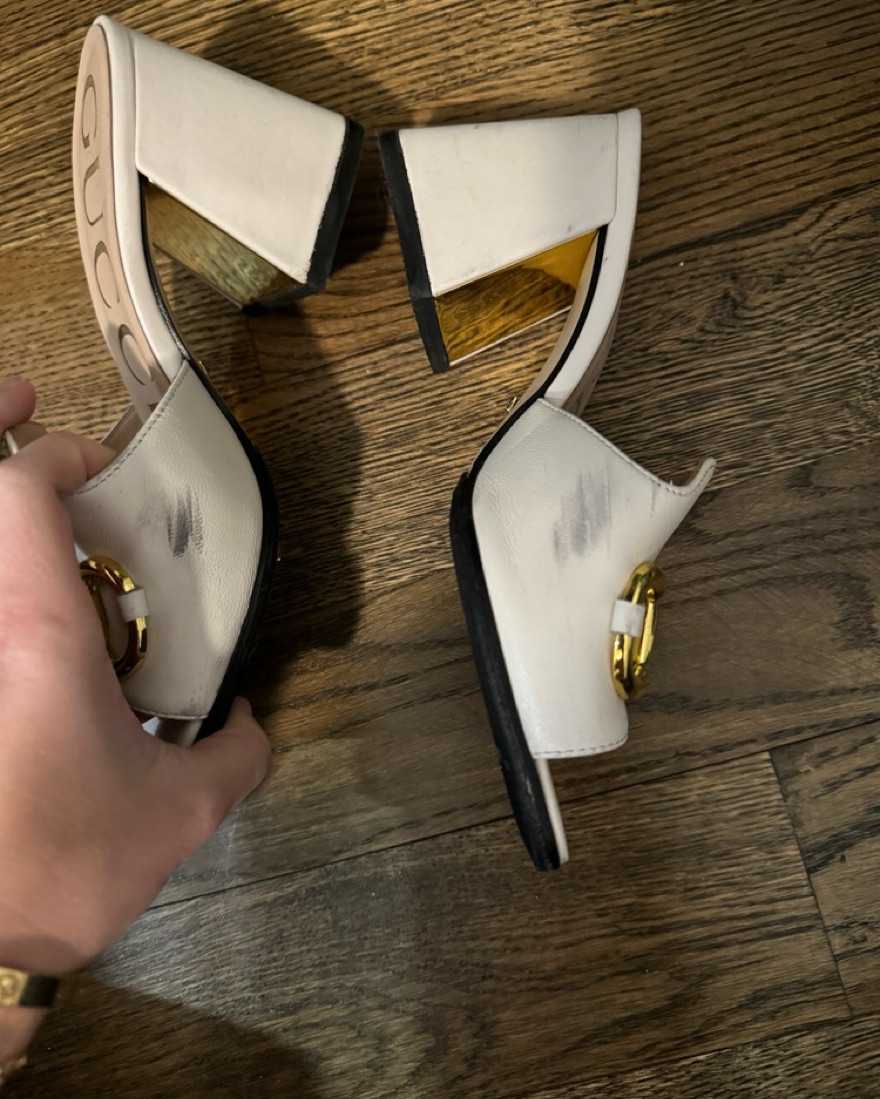 White Gucci Slide Sandal with Horsebit by Gucci - Pickle