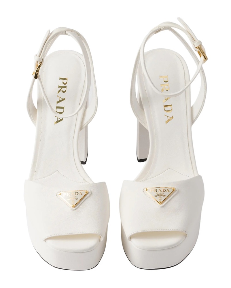 【かわいいウサギ】Prada White Leather Heels Prada Nappa Leather Platform Heels by Prada - Pickle