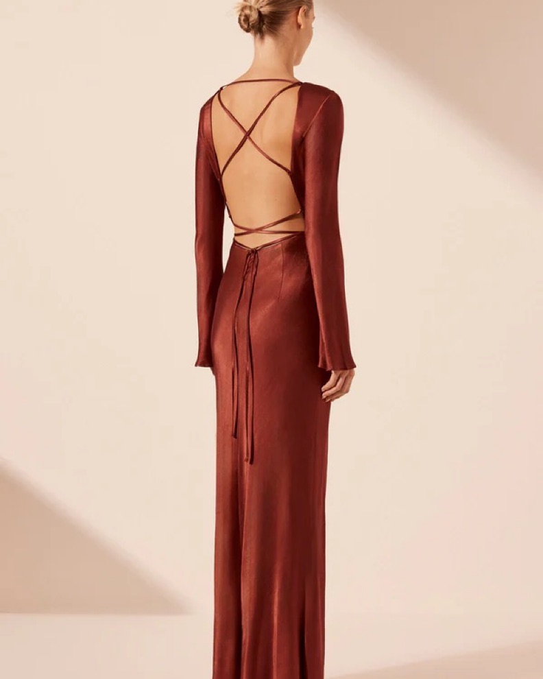 Shona Joy Lino Open Back Tie Maxi Dress by Shona Joy - Pickle