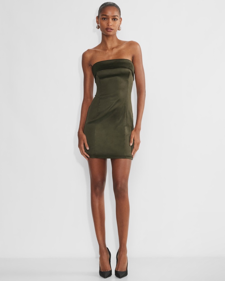 Aritzia TEN Shimmer Satin Tube Dress by Aritzia - Pickle
