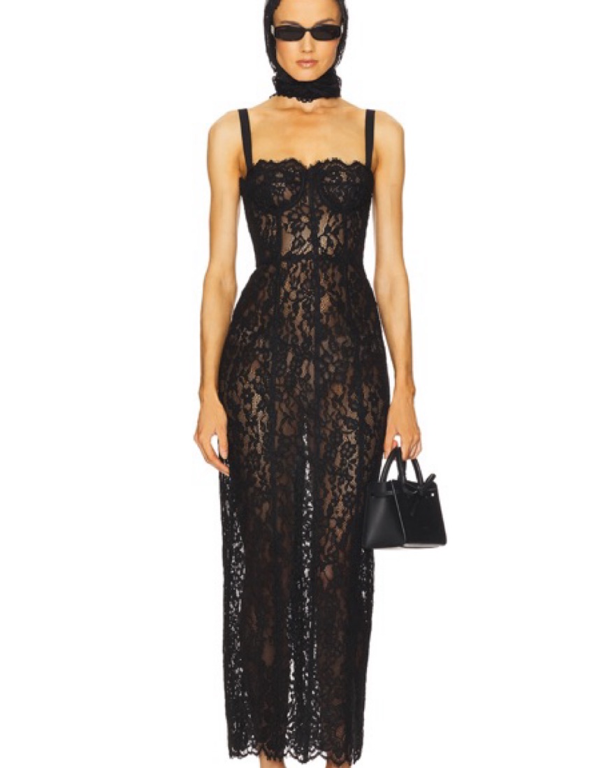 The Helsa Column Black Lace Dress by Helsa - Pickle