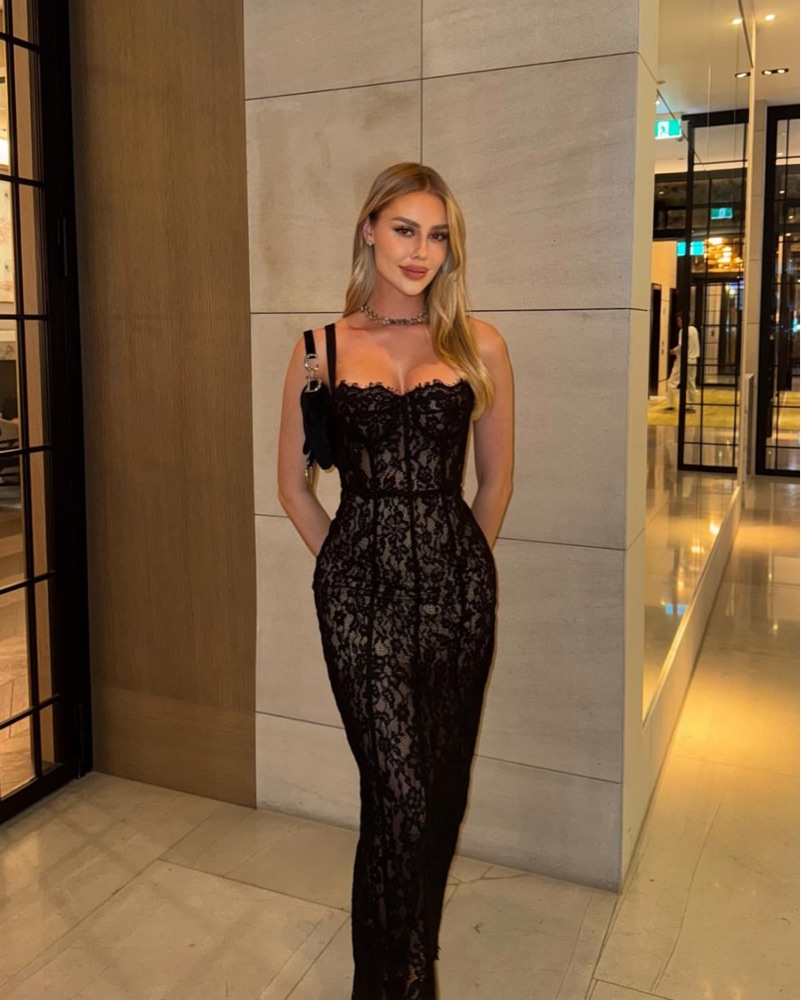 Helsa Black Lace Column Dress by Helsa - Pickle