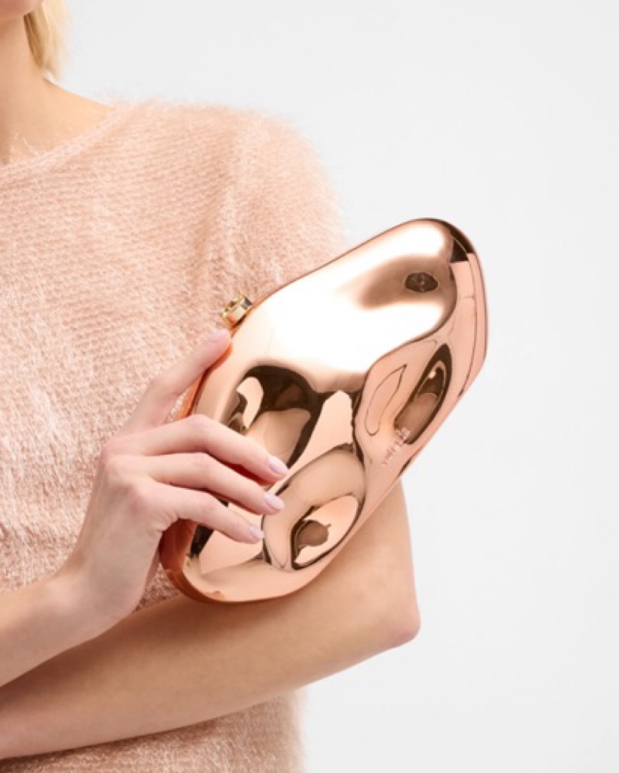Cult Gaia Caldera Metallic Clutch Bag by Cult Gaia - Pickle