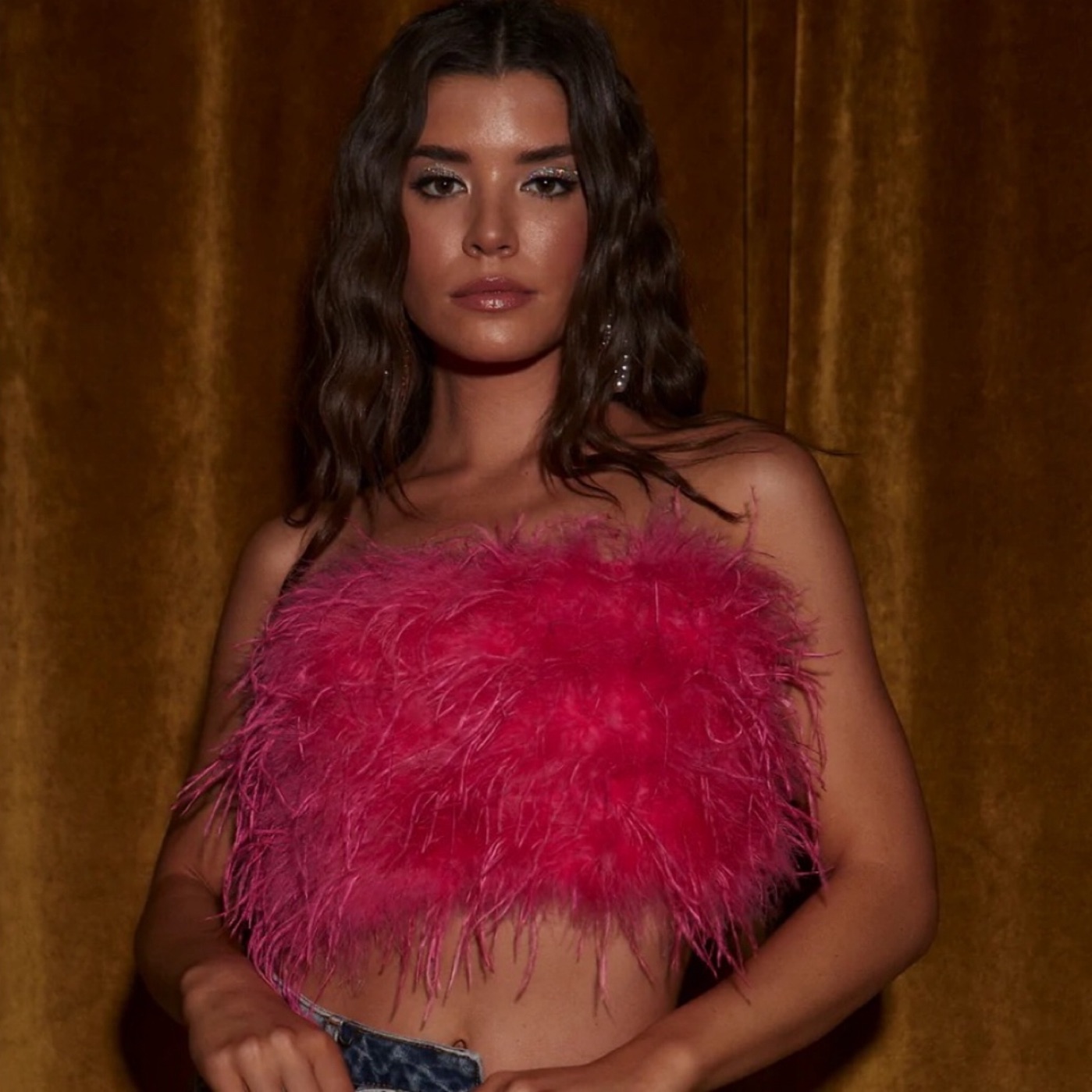 12th Tribe Hot Pink Faux Feather Top by 12th Tribe - Pickle