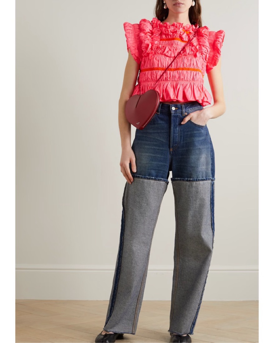 Molly Goddard Belle Shirred Poplin Top by Molly Goddard - Pickle
