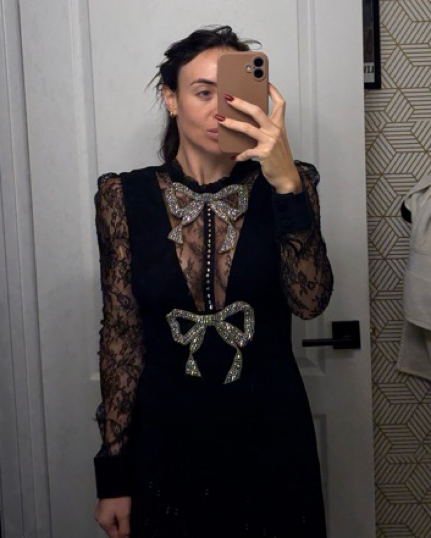 Glamorous Gucci Gem-Encrusted Black Lace Dress by Gucci - Pickle