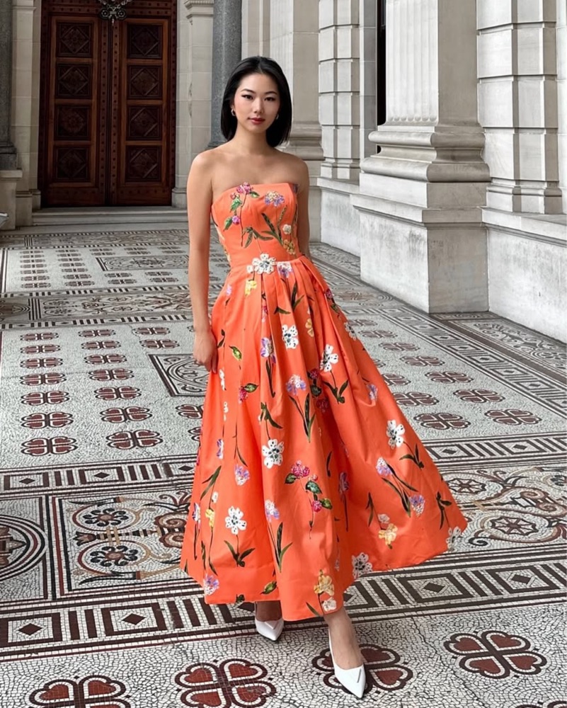 Leo Lin Floral Strapless Lynn Dress by Leo Lin - Pickle