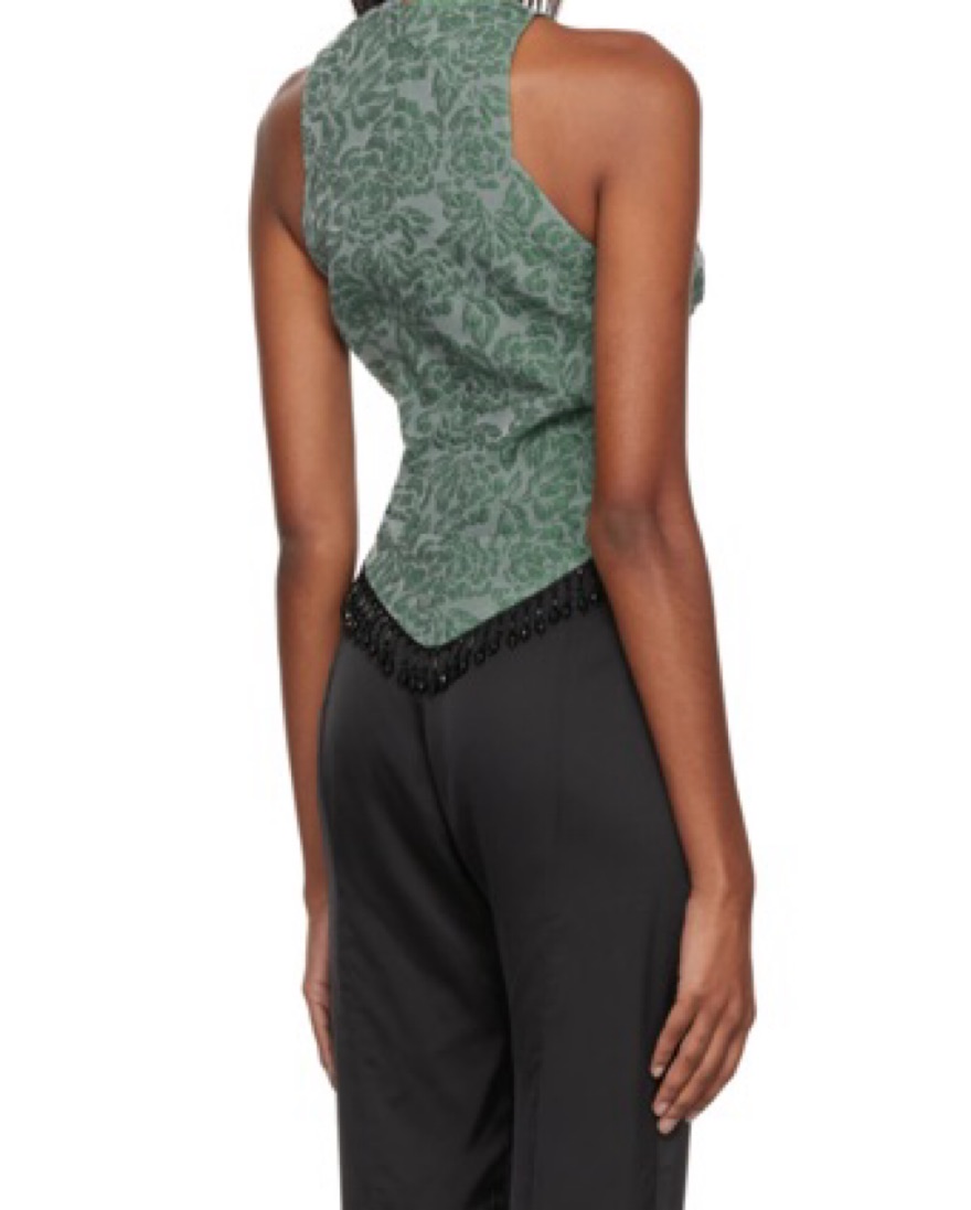 Ganni Jacquard Top w/ Beaded Fringe by Ganni - Pickle