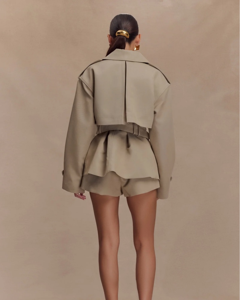 Meshki Alden Short Trench Jacket by Meshki - Pickle