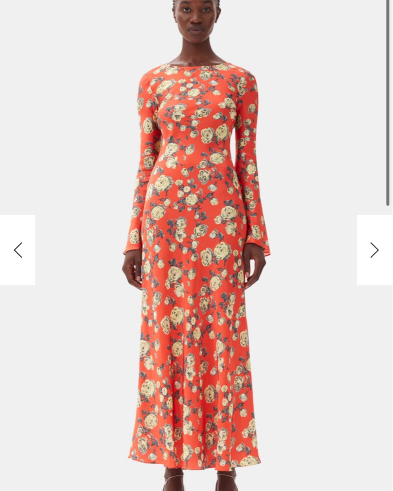 Ganni Floral Printed Satin Maxi Dress | Pickle