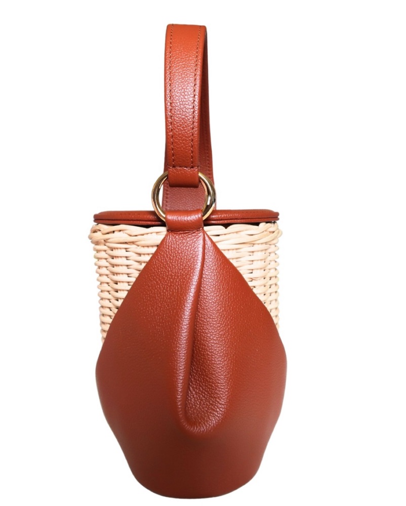 POLENE YKE レザー カゴバッグ POLENE YKE WICKER LEATHER HANDBAG Brown by Polene - Pickle