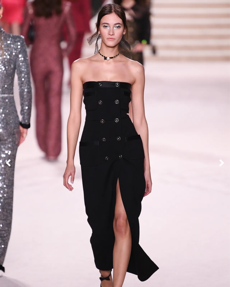 CHANEL Black Strapless Wool Dress by Chanel - Pickle