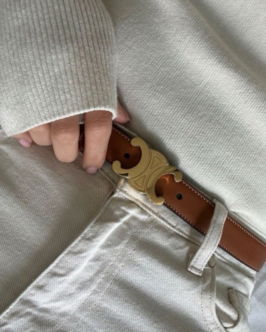 Celine Triumphe Belt by Celine - Pickle