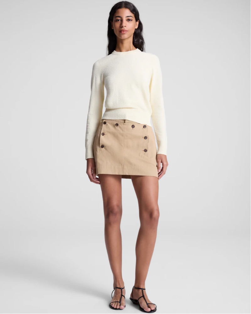 Kika button mini skirt mサイズ　beige Kika button mini skirt mサイズ beige ANDMARY】Kika button mini skirt