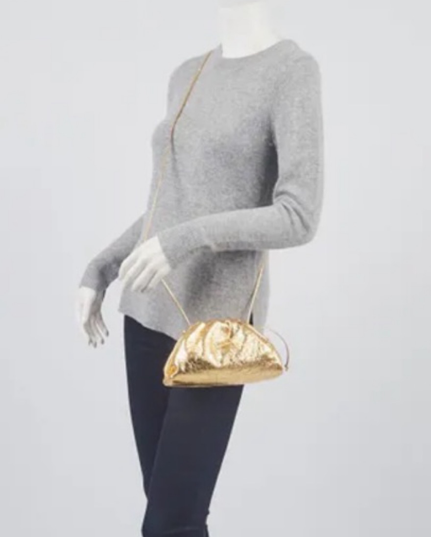 Bottega Veneta The Pouch Wrinkled Gold by Bottega Veneta - Pickle