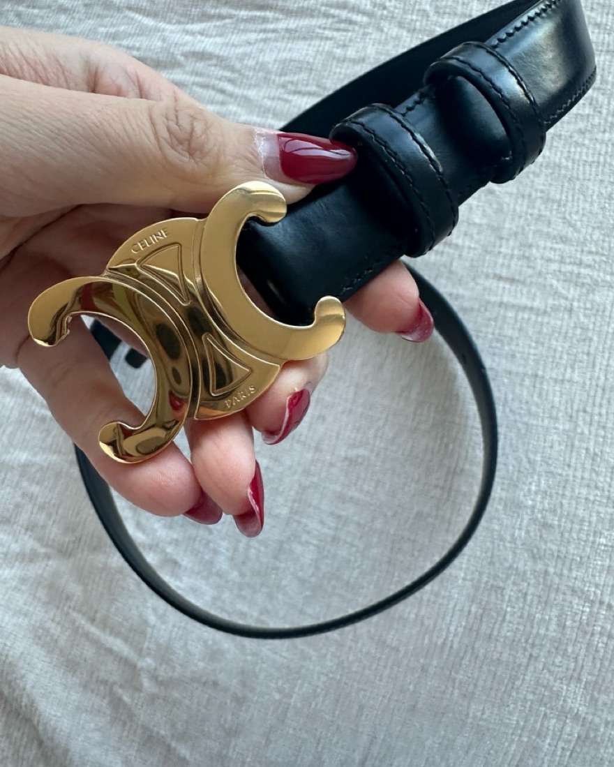小物 CELINE Belt 80cm Celine all-black gold logo women's belt, European size 80 | eBay