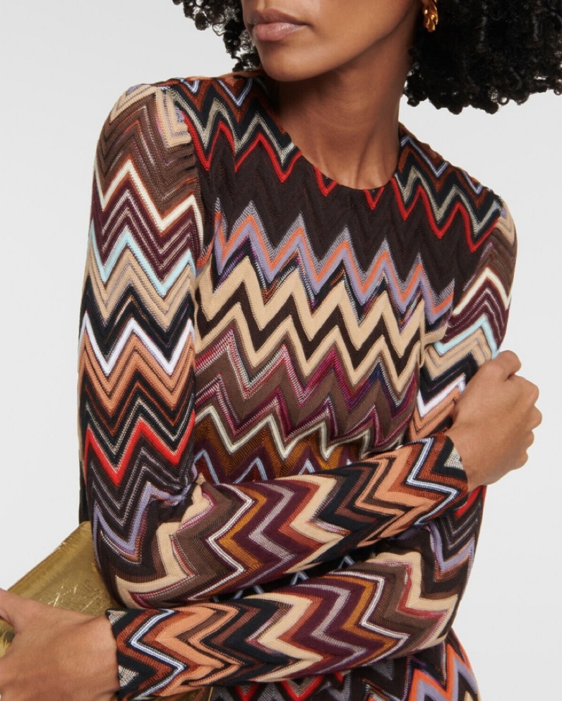 【MISSONI】定価10万ほど ウール混 チュニック Missoni zig zag chevron crochet knit kaftan beach cover up dress L
