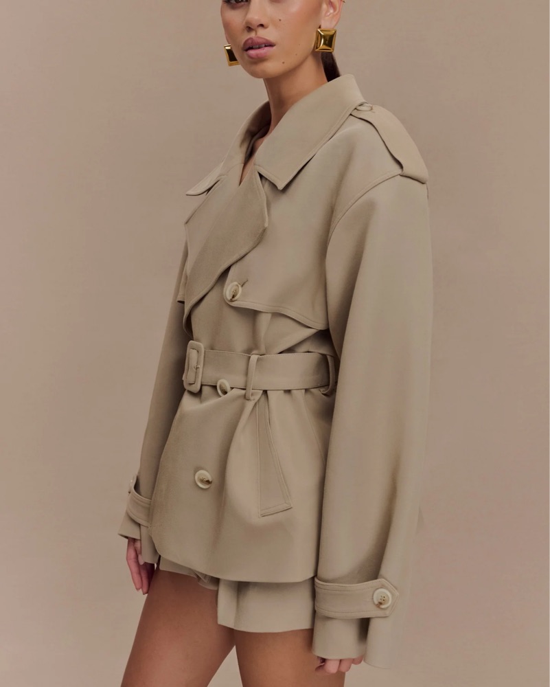 Meshki Alden Short Trench Jacket by Meshki - Pickle