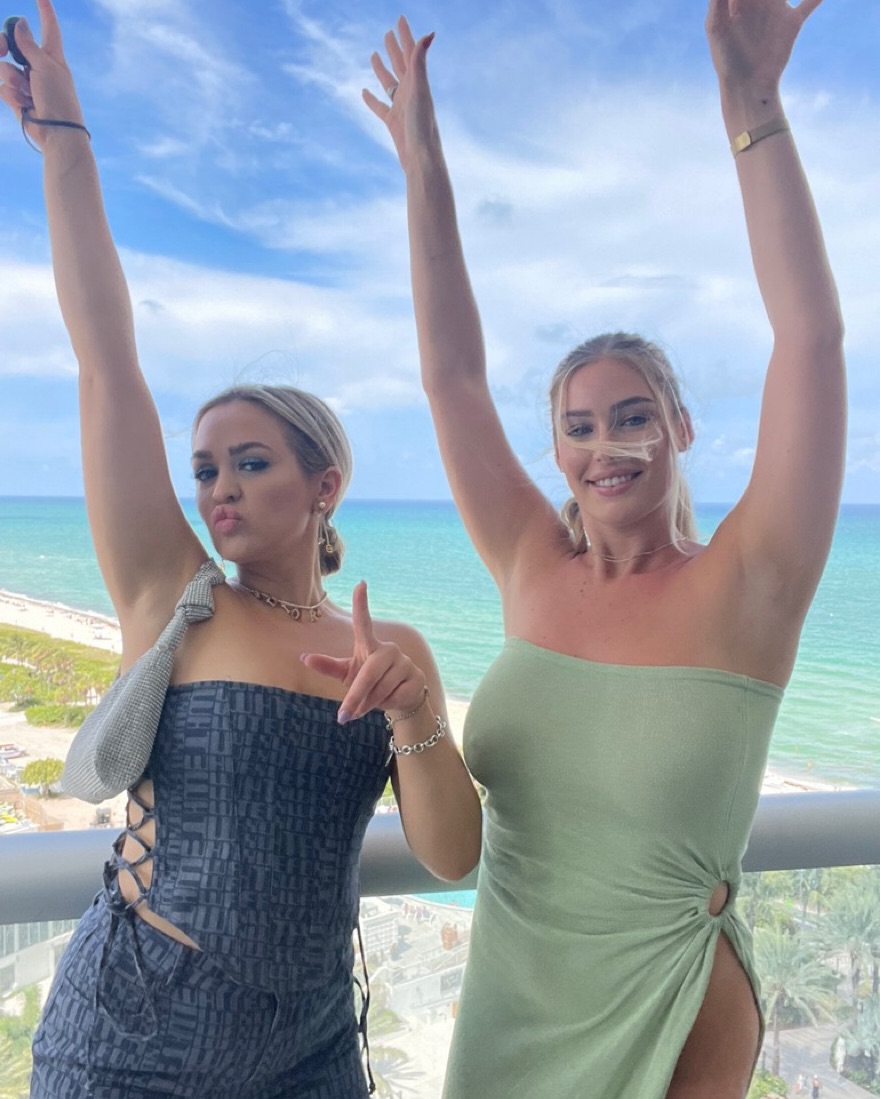 White Fox Denim Skirt and Bustier Set by White Fox Boutique - Pickle