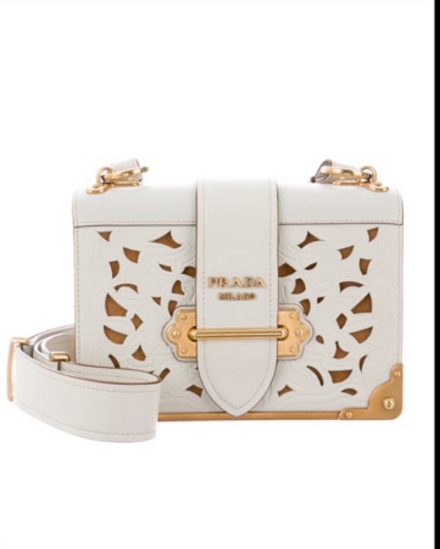 Prada Cahier White Laser Cutout Bag by Prada - Pickle