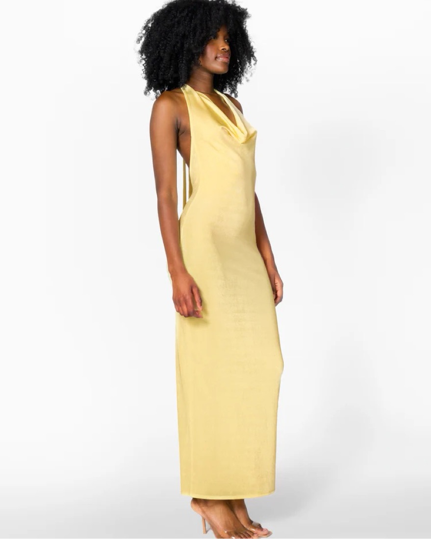 437 Yellow Halter Maxi by 437 - Pickle