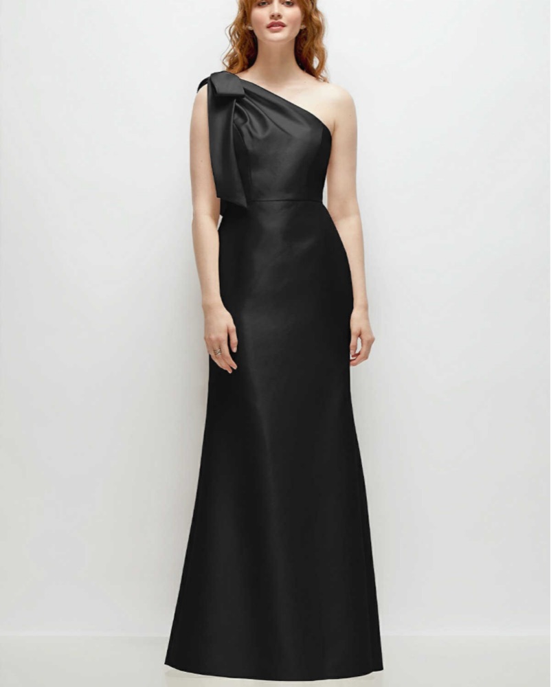 Alfred Sung Bow One-Shoulder Gown Black by Alfred Sung - Pickle