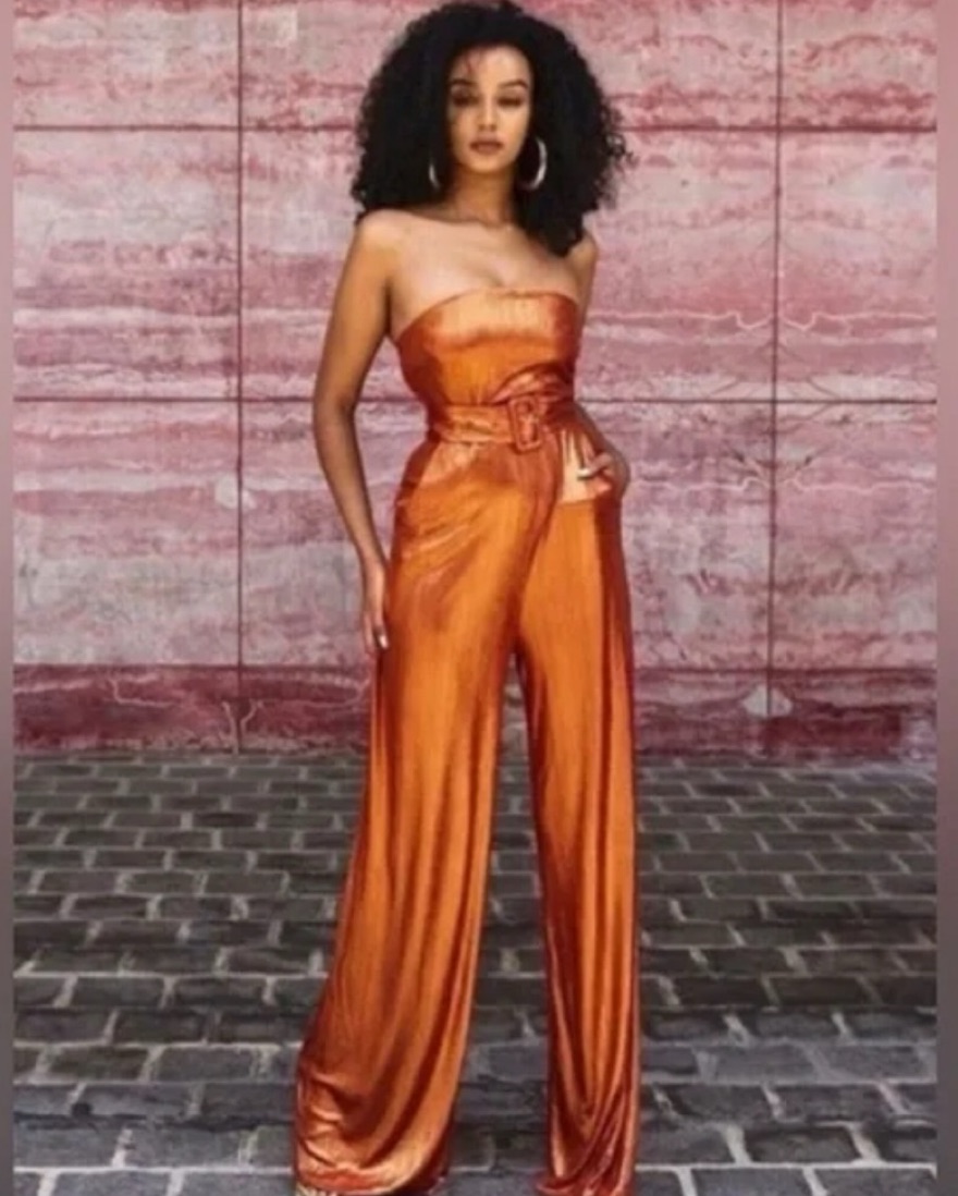 Hanifa Metallic Orange Jumpsuit by Hanifa - Pickle